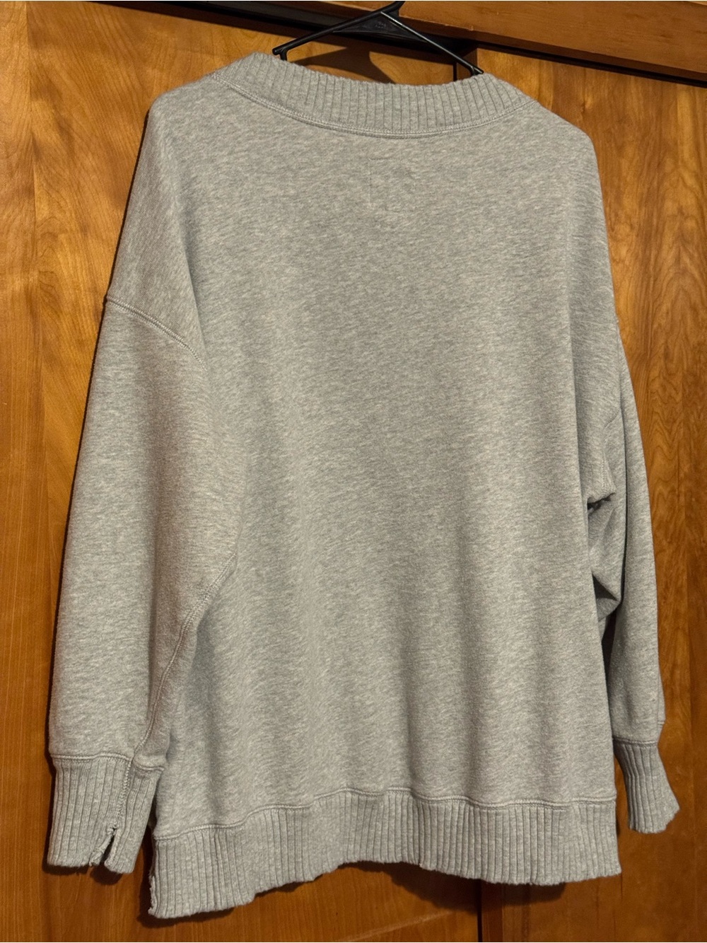 Aerie Down-to-Earth V-Neck Oversized Sweatshirt Heather Gray - Picture 7 of 8